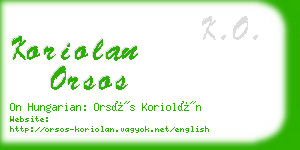 koriolan orsos business card